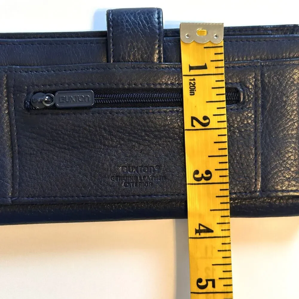 Burton Blue Leather Vintage Bi Fold Wallet Womens Snap Tab Organizer Y2K